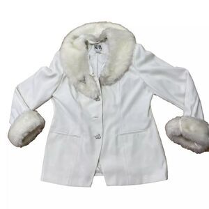 KB STELLA LOUISE ROY Plush Faux Fur Lining Jacket Women 20 White Winter Glam